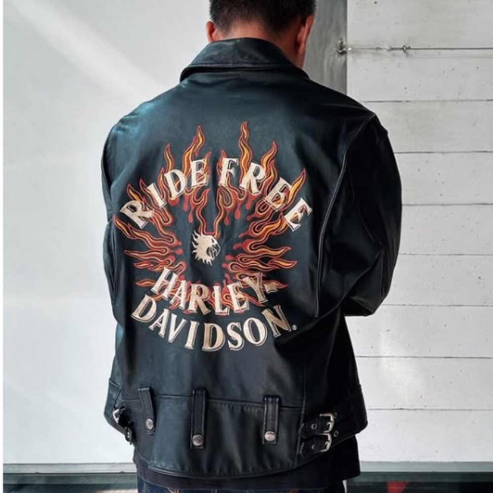 Harley Davidson Ride Free Vintage Leather Jacket - Picture 2 of 7